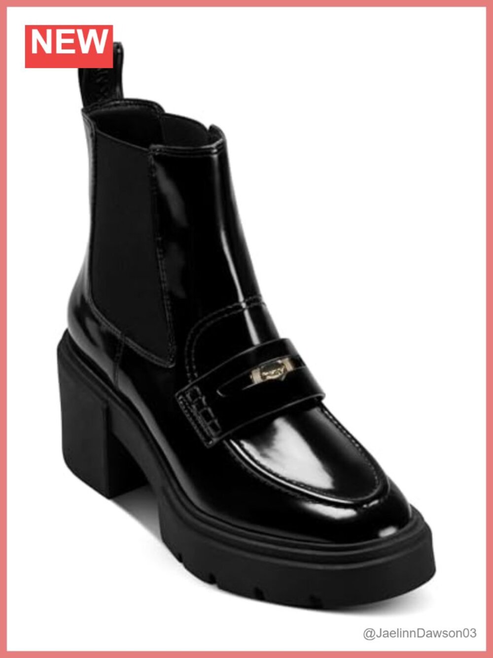 DKNY Tisbury Heeled Chelsea Boots for Women, Leather, Square Toe, Block Heel,